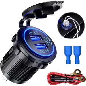 SJZG-Dual Qc3.0 36W Prise Allume Cigare Usb Allume Cigare Charge Rapide Adaptateur Usb, T&eacute;l&eacute;phone Chargeur With Lumi&egrave;res Led Pour Voitures, Motos 12V/24V Motorcycles - Neuf