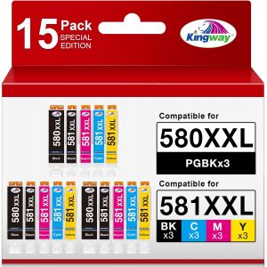580 581 XXL Cartouches Encre Compatibles pour Canon PGI-580 CLI-581 XXL Multipack pour Canon Pixma TS6350 TS705 TS8350 TS8352 TS9550 TS6351 TS8351 TR8550 TR7550 TS9150 (15 Pack) - Neuf