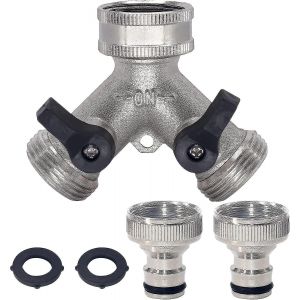 Répartiteur de tuyau d'arrosage,robinet de robinet de jardin à 2 voies Connecteur de tuyau en Y 3/4 ""pour robinet extérieur avec connecteurs et rondelles-hy - Neuf
