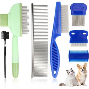 Fchhk-Lot De 7 Peignes À Poils Courts Et Longs Pour Chiens Et Chats Avec Bouton De Déclenchement - Neuf