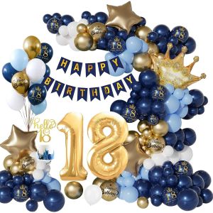 AYUHR-30 Ans Décorations Anniversaire en Bleu Marine Or, Arche Ballon Kit pour Femme Homme, Fête Decoration - Neuf