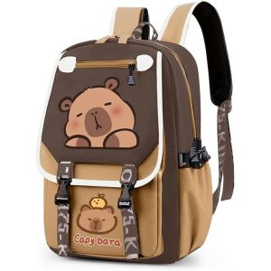 Capybara Sac &agrave; Dos Enfant,Capybara Sacs Scolaires Sac d'&eacute;cole Sacs Scolaires pour &Eacute;tudiant Outdoor Voyage &Eacute;cole Sortie de Printemps Daypacks Imperm&eacute;able 46x29x16cm.[B199] - Neuf
