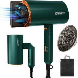 Seche Cheveux Voyage Pliable Ionique 2200W Seche Cheveux Hair Dryer et Diffuseur Buse, Restauration du Blu-ray Leger Sechage Rapid - Neuf
