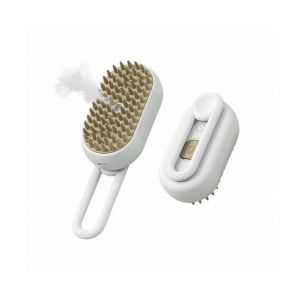 Brosse Autonettoyante &Agrave; Vapeur Pour Chiens Et Chats &iquest; Outil De Toilettage, De Nettoyage Et De Massage 3 En 1, Gris - Neuf
