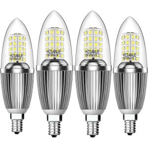 Kalsw-Ampoule Led En Forme De Bougie E14 12w,Équivalent 100w Ampoule Incandescente,6000k Blanc Froid,1350lm,Ampoule Led,Ampoule Bougie Petit Edison À Vis,Lot De 4 - Neuf