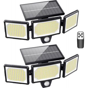 [Lot De 2] Lampes Solaires Ext&eacute;rieur Puissante - 304led Projecteur Lumi&egrave;re Solaire Ext&eacute;rieure Avec D&eacute;tecteur De Mouvement, 320&deg;&Eacute;clairage Grand Angle Ip65 Solaire &Eacute;clairage Mural D'ext&eacute;rieur - Neuf