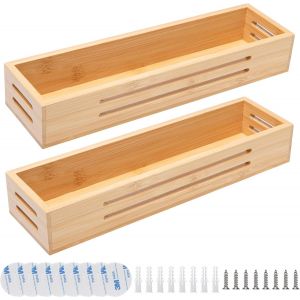 Tianyi-2 Pièce Étagères À Epices En Bambou Avec Vis, Stickers Adhésifs Rangement Epices Bambou Étagère À Epices Murale En Bambou Porte-Épices Mural En Bambou Pour Pour Cuisine Salle De Bain Balcon - Neuf