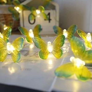 Trahoo-Libellule Guirlande Lumineuse 20 Led Style R&eacute;tro Fil De Cuivre Papillon Guirlande Lumineuse &Agrave; Piles Arbre De No&euml;l Jardin Mariage D&eacute;coration De No&euml;l Et &Eacute;clairage D'&eacute;t&eacute; (Vert) - Neuf