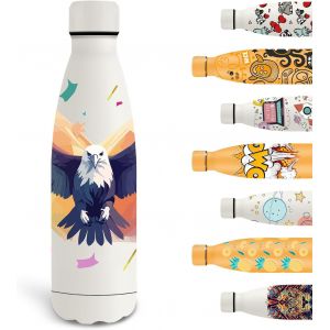 Eryi-Gourde Isotherme, 500ml Gourde Enfant, Gourde Personnalisée Avec Un Aigle, Gourde Sport Sans Bpa, Double Paroi Isolante, Bouteille D'eau Anti Fuite, Pour L'école, Bureau, Voyage, Sports, Blanc - Neuf