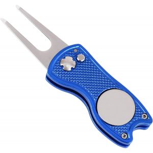 Outil De Relève-Pitch De Golf Pliable Tout En Métal High Life Avec Bouton Escamotable Et Marqueur De Balle Magnétique (Multicolore/Forme) - Neuf