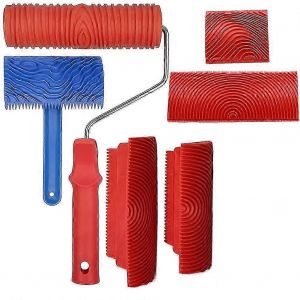 Ensemble d'outils pour imiter le grain du bois, 6 pièces, rouleau à peinture texturée de 18 cm (7 pouces), outil pour créer des motifs de bois - Neuf