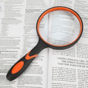 Loupe portative 4X avec poignee en caoutchouc pour la lecture et l'observation des insectes 100 mm - Neuf
