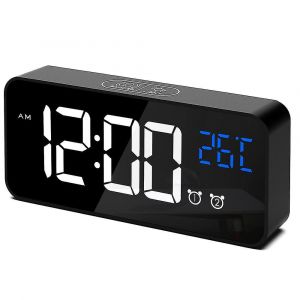 Grand r&eacute;veil num&eacute;rique pour malvoyants - Grande horloge &eacute;lectrique pour chambre, affichage de chiffres g&eacute;ants, luminosit&eacute; r&eacute;glable, ports USB - Neuf