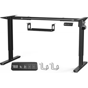 Ulteronixshop-Armature de bureau r&eacute;glable en hauteur avec bac &agrave; c&acirc;bles, cadre de table r&eacute;glable en hauteur &eacute;lectrique avec moteur puissant, contr&ocirc;leur de m&eacute;moire et fonction de protection contre les - Neuf