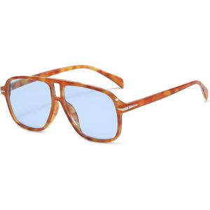Retro Rechthoekige Zonnebril Voor Vrouwen Mannen Vintage Vierkante Dubbele Brug Uv400 Zonnebril 70 S - Neuf