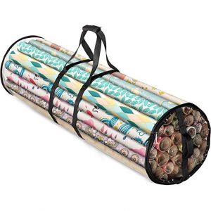 Organiseur De Papier Cadeau De Noël Transparent (Noir) Pour 24 Rouleaux De 40 Pouces De Long, Sac De Rangement En Pvc Robuste Avec Poignées Et Fermeture Éclair, Fourre-Tout Transparent Sous Le Lit-Générique - Neuf