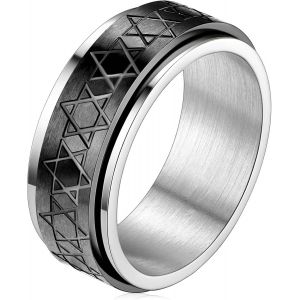 Trahoo-Bague Tournante Homme Acier Inoxydable,Bagues Celtique/Etoile De David/Religieux,Bijoux Anneau Anti Stress Taille 54-66.5,Unique Cadeau Anniversaire Pour Hommes Garçons - Neuf