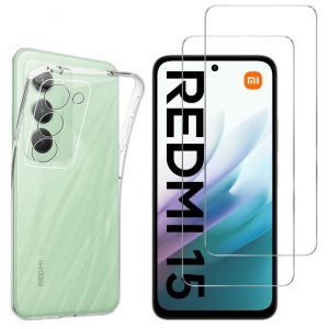 Coque pour Xiaomi Redmi 15 et 2 Verres Tremp&eacute; Film Protection Ecran Phonillico&reg; - Neuf
