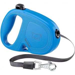 Laisse Chien Enrouleur Flippy One, Laisse Pour Petits Chiens Jusqu'&agrave; 15 Kg. Sangle Extensible Max 4 M. Bouton Unique Pour Verrouiller Et D&eacute;verrouiller, Bleu Clair - Neuf