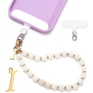 Kal-Jeu Bracelet De Téléphone Perles, Charme De Téléphone Initiales Dragonne De Téléphone Avec Patch Pour Lanière De Téléphone Mains Libres Bracelet De Téléphone Pour Femmes Filles - Neuf