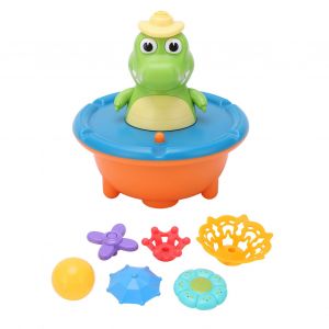 Ensemble De Jouets De Bain Pour Bebe Et Enfant, Jet D'eau En Forme De Crocodile, 5 Modes, Fontaine Coloree, Bleu - Neuf