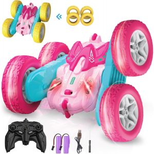 SANSH-Voiture Télécommandée Fille,4WD Voiture Telecommandé Tout Terrain 2,4GHz Radiocommandée RC Stunt Car,Jeux Extérieur Interieur Jouet Cadeau Fille 3 4 5 6 7 8 9 10 Ans - Neuf