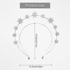 Tzf-Bandeau &Eacute;toiles, Double Couche Bandeau Couronne Halo &Eacute;toile Diad&egrave;me &Eacute;toile Strass Casque De D&eacute;esse Couronne De Mariage Accessoires Pour Cheveux Pour Femmes Filles (Argent) - Neuf