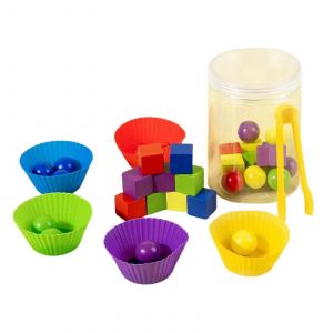 Jeu de tri de boules de couleurs en bois pour l'&eacute;ducation pr&eacute;coce des tout-petits - Neuf