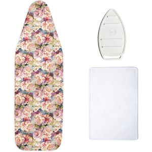 MEVRONISSHOP-Housse de Table &agrave; Repasser - Fleurs Sauvages-Large 49""x15"", Coussin en Feutre &Eacute;pais 4mm, Cordon &Eacute;lastique + Verrou, Repose-Fer en Silicone, Tissu en Maille, R&eacute;sistant &agrave; la Chaleur - Neuf