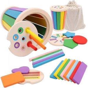 ERYI-Montessori Jouet À Partir De 1, 2, 3, 4 Ans, Jouet En Bois Bebe 1 2 An, Jeux De Tri Montessori, Pour Fille Et Garçon, Enfants, Chiffres Et Couleurs, Jeux Éducatifs, Jouets De Motricité - Neuf