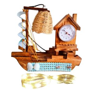 Voilier Woodiness Lampe Horloge Avec Une Horloge Bleu - Neuf