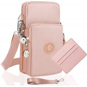 KAL-Pochette Telephone Portable Femme Bandouliere Sac Téléphone Portable Femme Bandoulière Portefeuille Sacoche Telephone Portable Femmes Bandoulière Réglable Running Armbag (Rose - Neuf