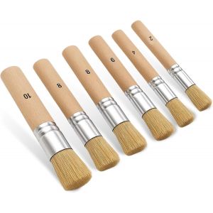 Chenquansarl-Lot De 6 Pinceaux En Bois Lavables Pour Peinture, Peinture Acrylique, Huile, Aquarelle, Projets De Pochoirs, Fabrication De Cartes, Loisirs Cr&eacute;atifs (6 Tailles) - Neuf