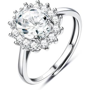 Bague Femme En Argent 925 Pour Femme, Bague Femme Fian&ccedil;ailles Argent 925 Avec Saphir, Bague Argent R&eacute;glable, Anniversaire Bijoux Pour Elle - Neuf