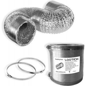 Tuyau d'Evacuation Flexible en Aluminium Gaine de Ventialtion Ø 127mm Longueur 2,5m Kit de Raccord pour Salle de bain Cuisine Sèche-linge avec 2 Colliers de Serrage en Acier - Neuf