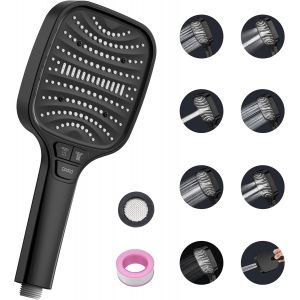 Pommeau de douche,avec 8 types de jets et fonction d'arrêt,grand pommeau de douche,à effet pluie,pommeau de douche,douchette à main,pommeau de douche économique,pommeau de douche à économie - Neuf