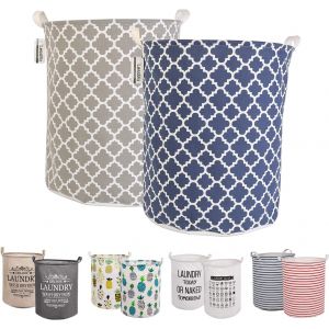 2PCS 19.7 ""Trieuse pour rangement de paniers à linge, Paniers à linge escamotables, Lin en coton rond imperméable(Vert/jaune, Épaissie 19 ""/ Large) - Neuf