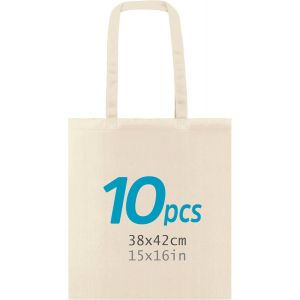 JEXNOVASHOP-Tote Bag, Lot de sacs couleurs 100% coton, &agrave; longues anses, lavables et r&eacute;utilisables. Sac en jute. Cabas en Tissu &agrave; Poign&eacute;es Solides pour les Courses, longues poign&eacute;es. Sac Shopper Sacs - Neuf