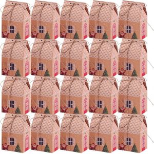 Lot de 20 Boite Cadeau Noel Kraft Calendrier De L'avent À Remplir Emballage Cadeau Noel Petite Boite Chocolat Vide Boite Cadeau Vide pour Bonbons Chocolat Biscuits Cadeaux (D) - Neuf