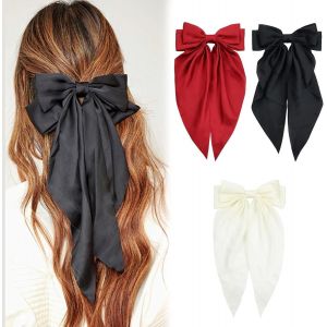 Lbgwp60-3 Pièces Noeud Cheveux, Ruban Cheveux, Hair Bow, Noeud En Velours, Barrettes À Cheveux Bow França , Couleur Unie Doux Satin Soyeux Bow, Gros N?Uds De Cheveux Pour Femmes Et Filles - Neuf