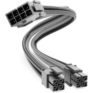 4+4-Pin EPS CPU Processeur Câble d'alimentation Rallonge 30cm-18 AWG PSU Carte Mère PC Ordinateur Alimentation Électrique Nylon Cordon Électrique Mâle à Femelle-Noir Gris - Neuf