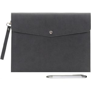 Porte-Documents Multifonction A4 En Simili Cuir - Porte-Documents Pour Papier À Lettres Et Organisateur De Papeterie, Étui Pour Tablette (Gris Foncé) - Neuf