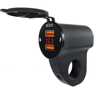 JGD-&eacute;tanche 12 V moto QC3.0 double ports de chargeur USB adaptateur secteur avec voltm&egrave;tre num&eacute;rique pour Smartphones, tablettes et GPS - Neuf