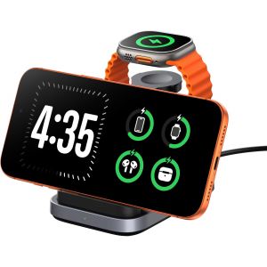 Chargeur 3 en 1 Pliable pour iPhone Air/17/16/15/14, pour Apple Watch Ultra 3/11/10/SE 3 & AirPods 4/Pro 3, Recharge Horizontale Uniquement, 713A (sans Adaptateur) - Neuf