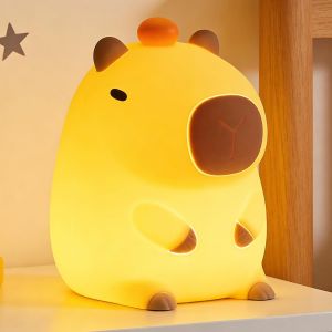 Veilleuse Rechargeable En Silicone Capybara - Lampe Led &Agrave; Intensit&eacute; Variable Avec Minuterie 20 Min Pour Chambre D'enfant - Neuf
