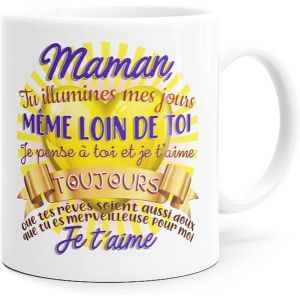 Eryi-Mug Maman Idée Cadeau Original Fête Des Mères, Tasse Message Amour Humour Femme Mère Amie Pour Anniversaire Noël. Tu Illumines Mes Jours Je T¿Aime Enfant.Imprimé En France. - Neuf