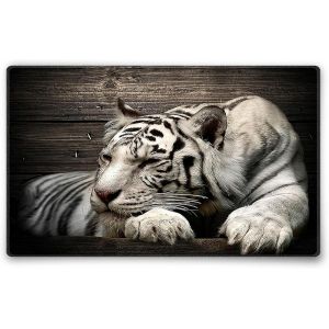 KAL-Tapis De Souris S 24 X 20 Cm, Petit Mouse Pad, Motif Tigre Blanc, Tapis De Souris En Tissu, Antidérapant, Silencieux, Le Jeu Vidéo, Bureau, Home Office, Lavable, Enroulable, Cousu - Neuf