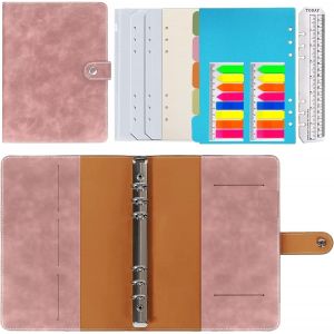 ERYI-Carnet À Anneaux A5 Rechargeable,A5 Pointillé Recharge Papier, Pu Cuir Carnet À Anneaux Rechargeable Pour Travail De Voyage Et Organisateur,Cadeau Pour Filles, Garçons(Rose A5) - Neuf