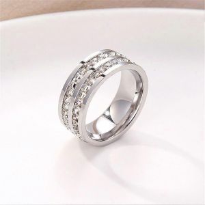 Cristaux En Acier Inoxydable Anneaux Femmes Alliance Breloque Cadeau Nouvelle Mode Simple Luxe Strass Bagues - Neuf