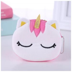 QCYL-Porte-monnaie en peluche mignon panda animal porte-monnaie fermeture éclair porte-monnaie USB filaire casque mini sac clé sac cadeau d'anniversaire pour enfants,Rose red C - Neuf
